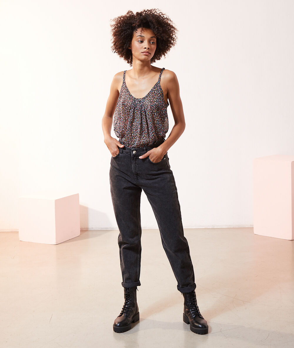 Body holgado estampado negro.