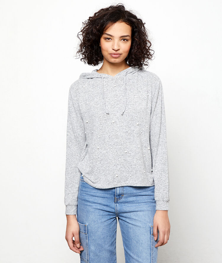 Sudadera de perlas de punto fino c.gris.