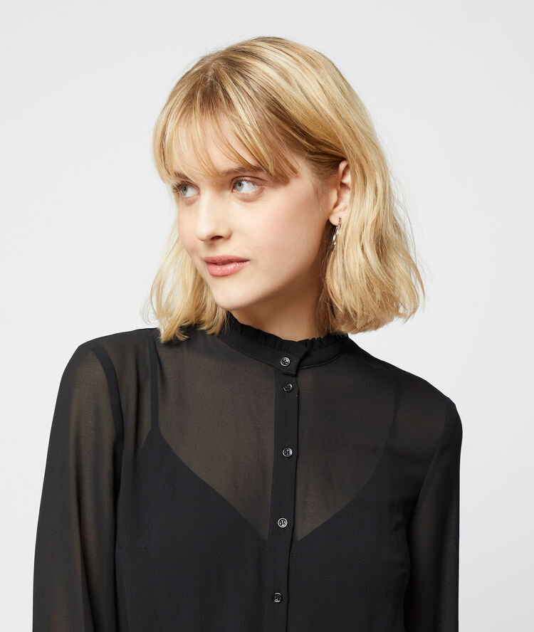 Mono camisa efecto transparente negro.