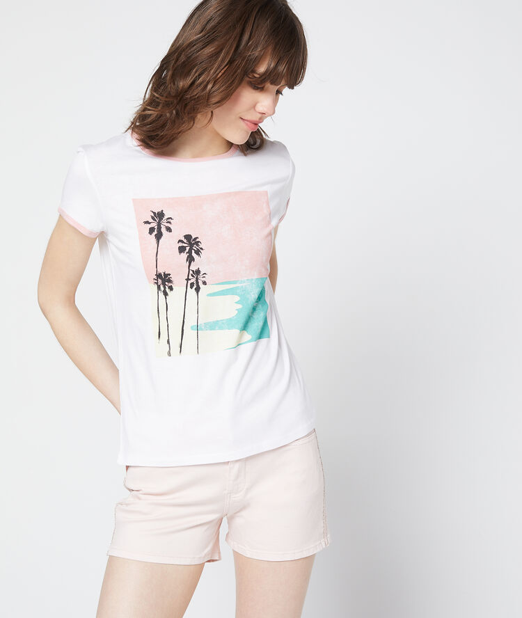 Camiseta estampado de playa blanco.