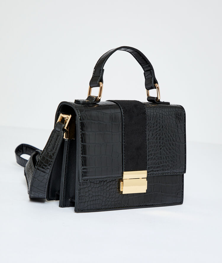 Bolso efecto cocodrilo negro.