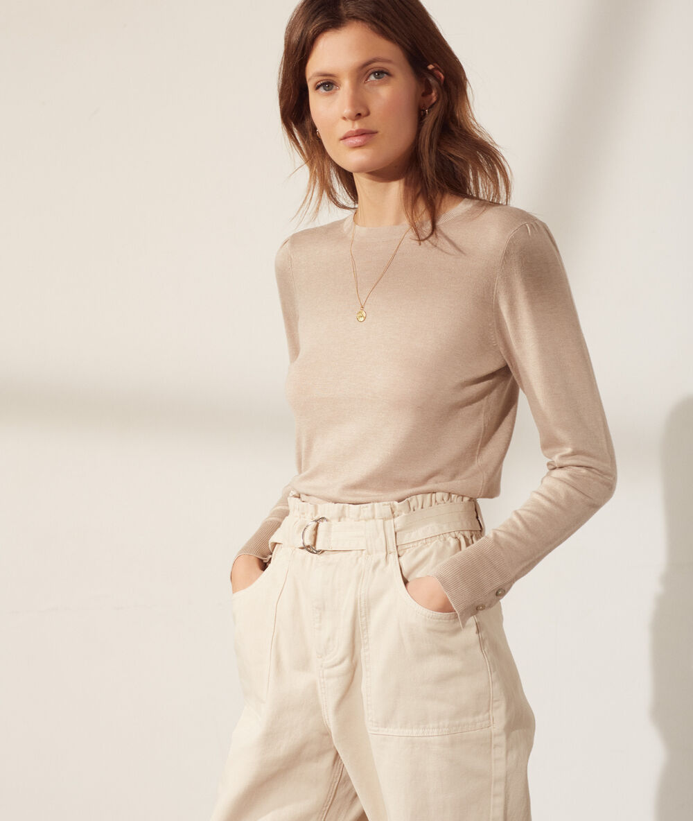 Jersey de punto fino c.beige.