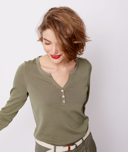 Jersey de punto fino con cuello abotonado Jersey de punto fino con cuello abotonado