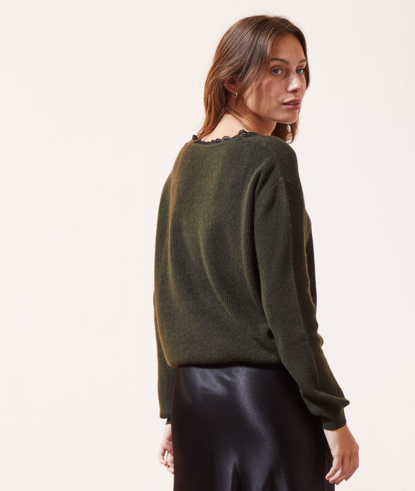 Pull col v détails dentelle Pull col v détails dentelle