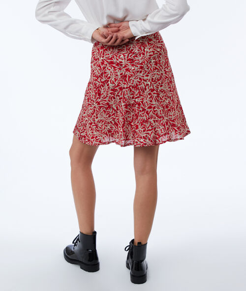 Falda estampada con cinturón coquelicot.