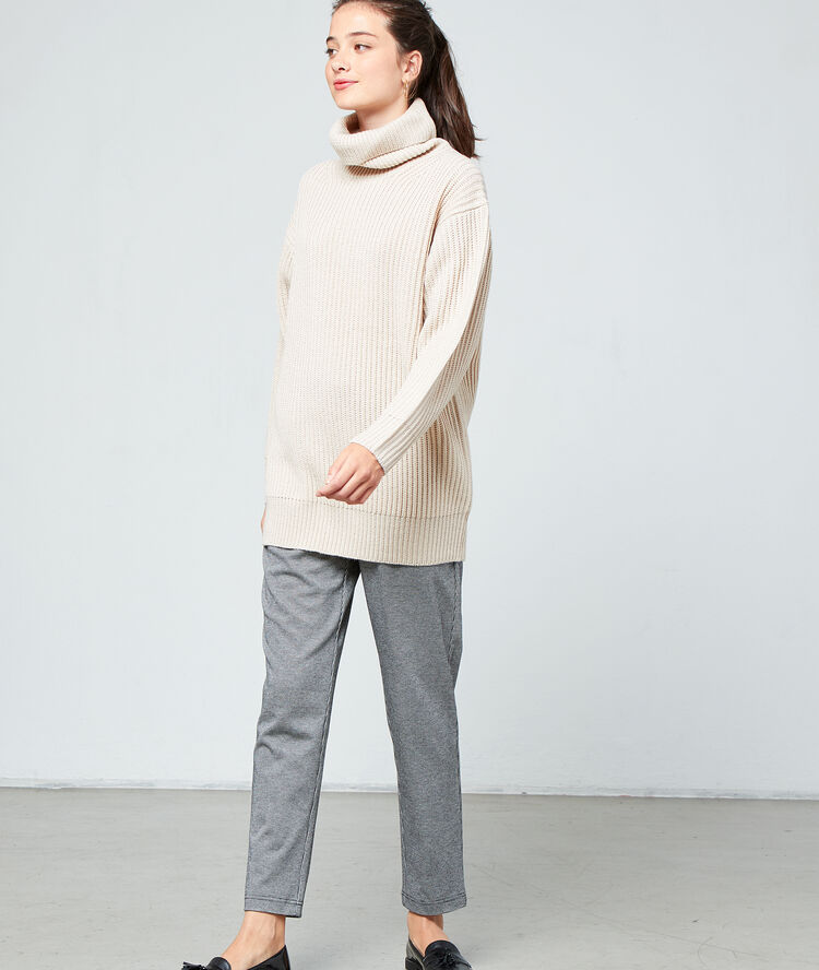 Jersey cuello alto punto grueso c.beige.