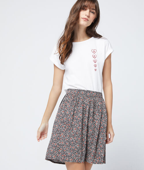 Falda acampanada estampado floral negro.