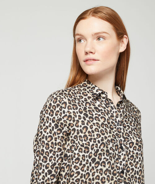 Vestido camisero con estampado de leopardo c.beige.