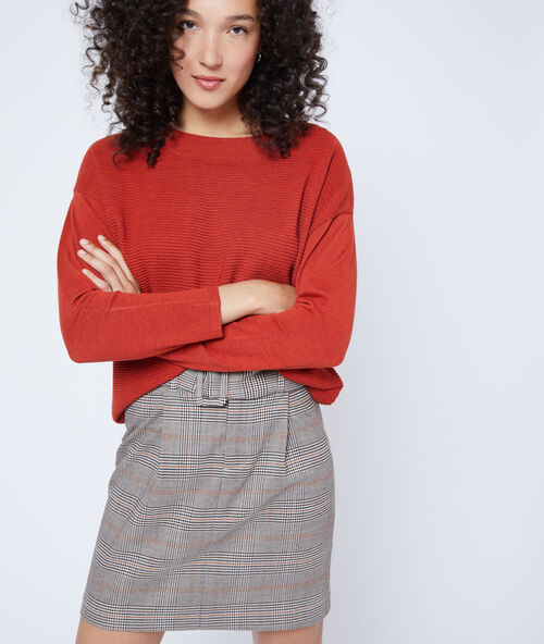 Falda con cinturón y estampado príncipe de gales c.camel.
