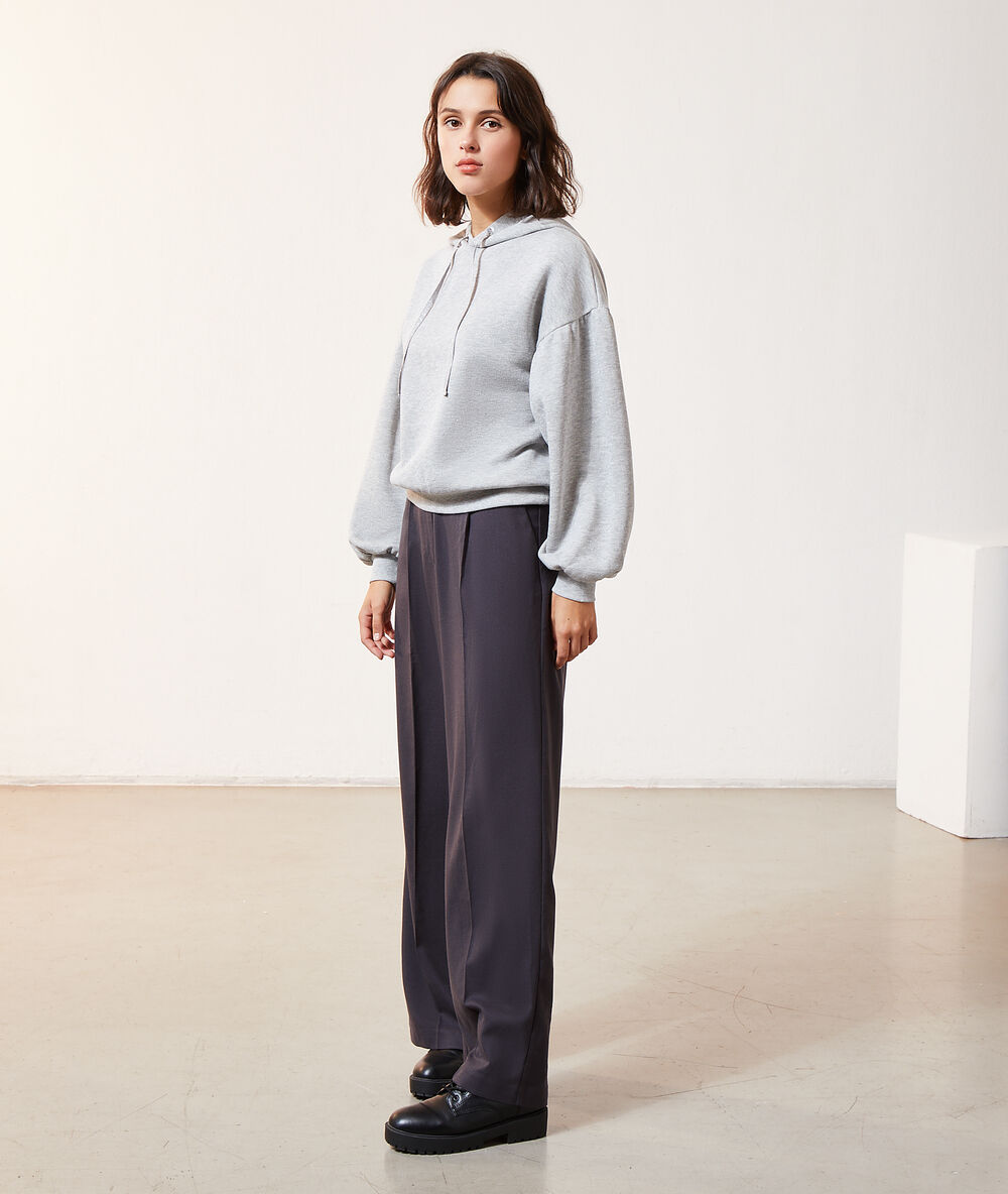 Sudadera con capucha c.gris jaspeado.