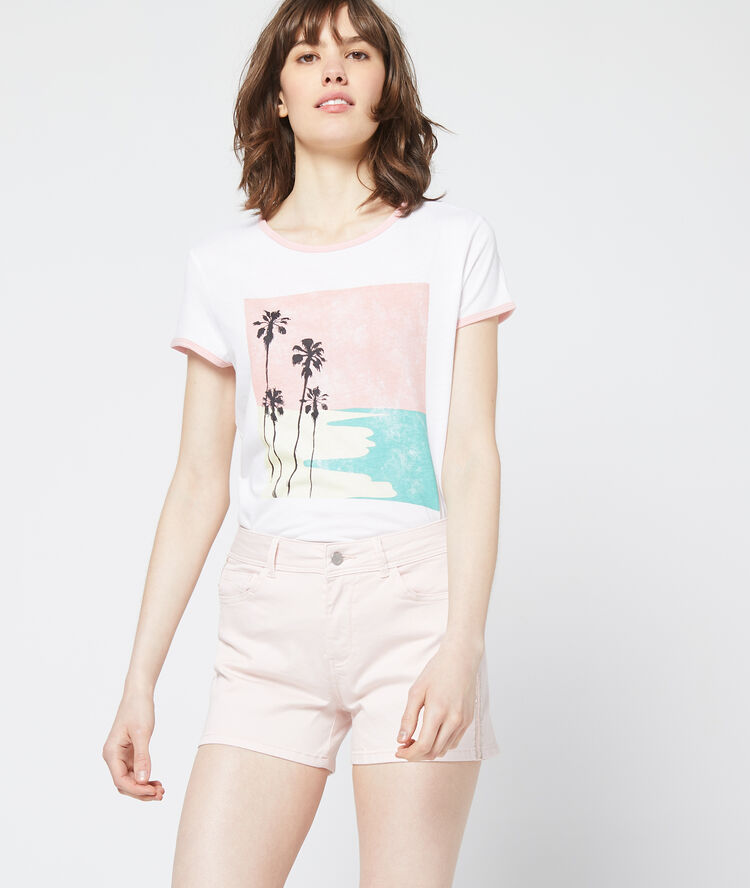 Camiseta estampado de playa blanco.