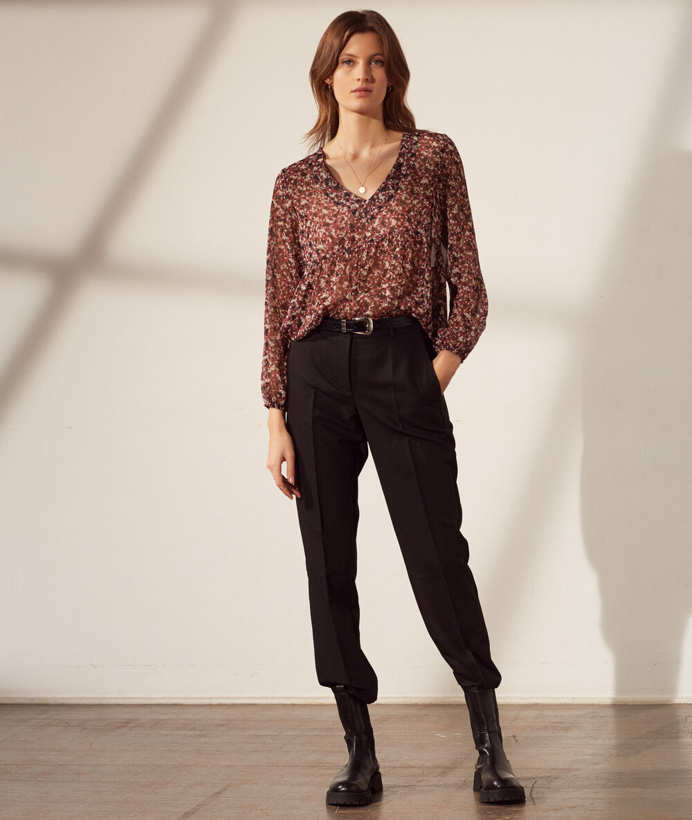 Blouse fluide imprimé fleuri baby rose.
