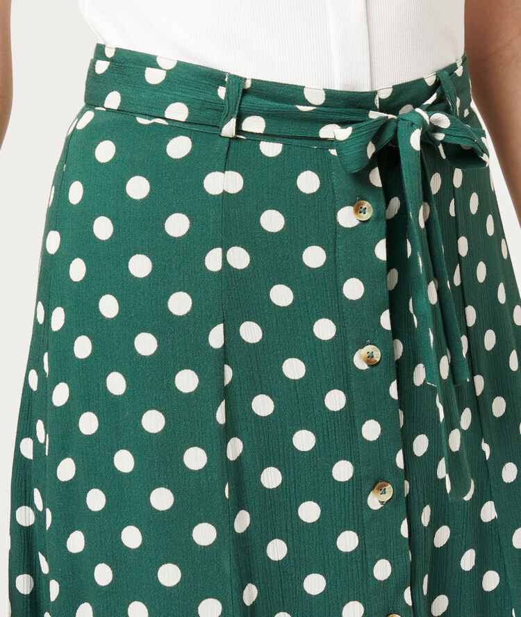 Falda midi estampado de lunares turquesa.