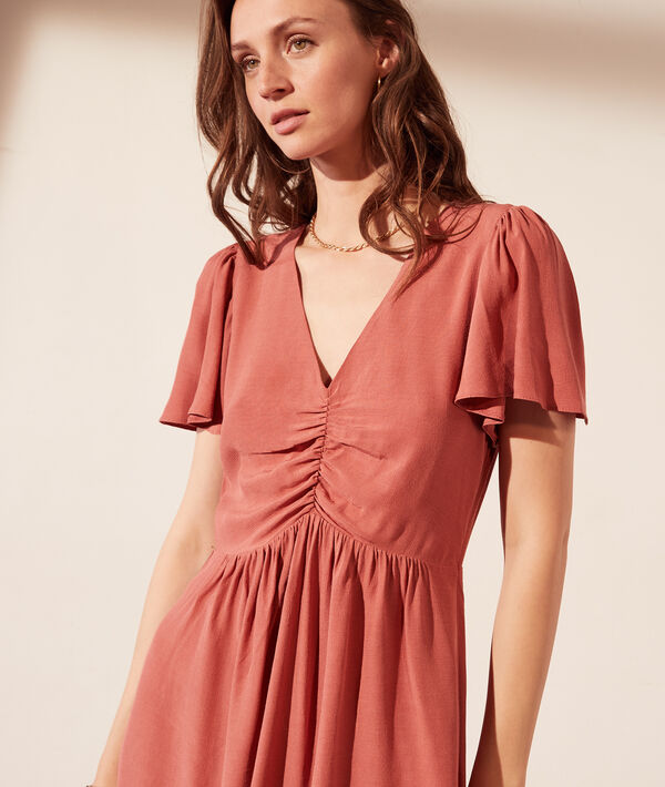 Vestido viscosa, mangas con volantes Vestido viscosa, mangas con volantes