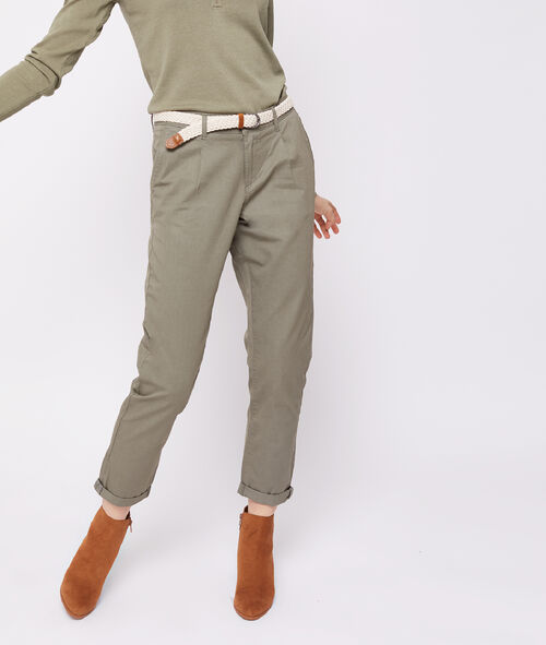 Pantalón con cinturón de algodón bio Pantalón con cinturón de algodón bio
