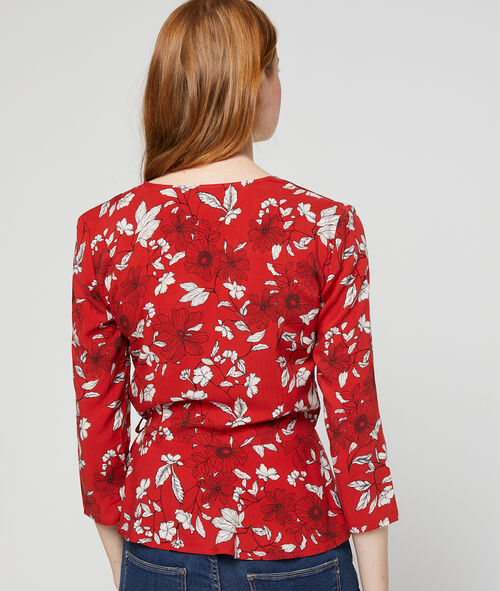 Blusa escote cruzado estampado floral Blusa escote cruzado estampado floral