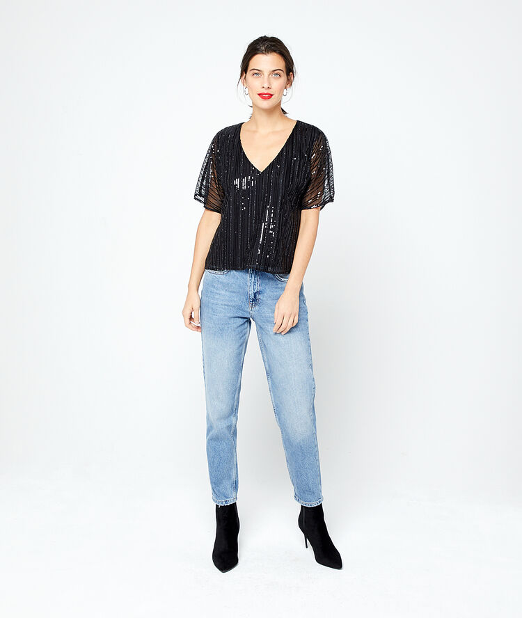 Top de lentejuelas negro.