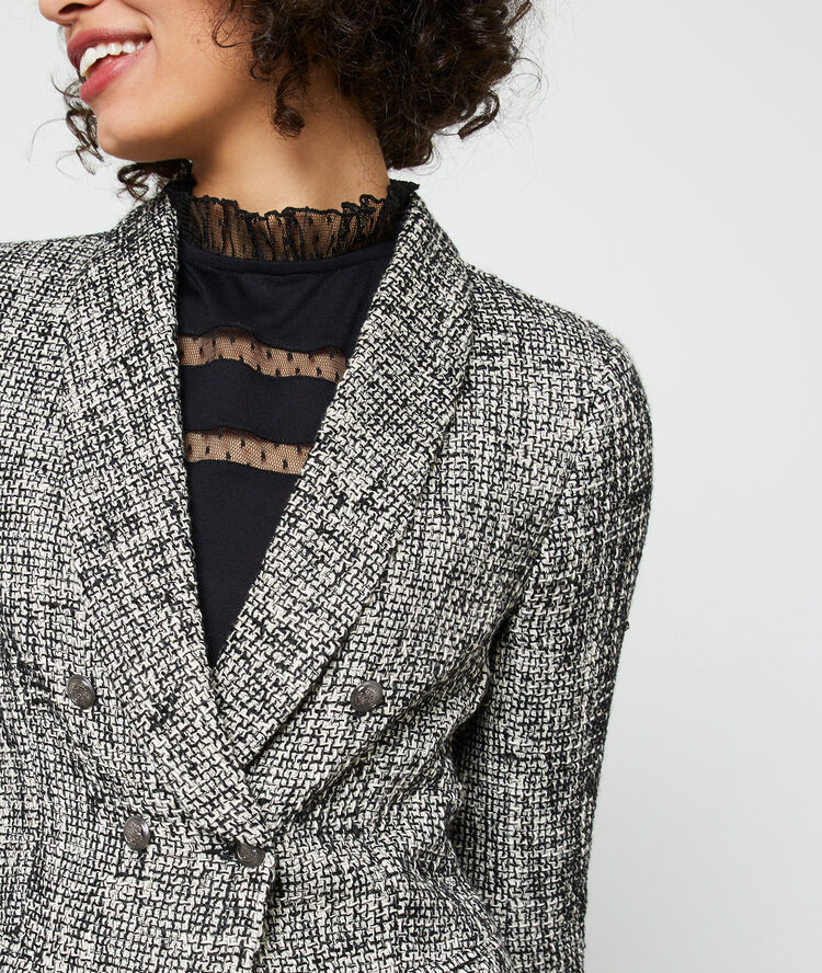 Chaqueta de sastre efecto tweed negro.