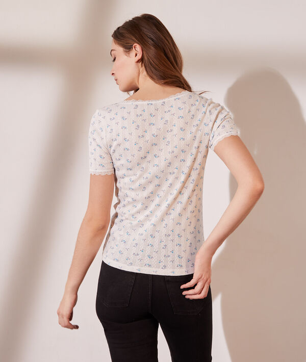 Camiseta estampado floral, motivos de encaje Camiseta estampado floral, motivos de encaje