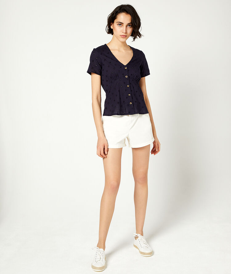 Camisa guipur azul marino.