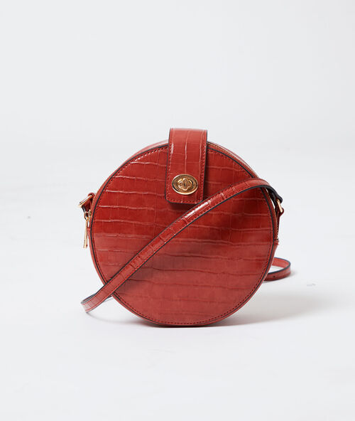 Bolso redondo efecto cocodrilo rouille.