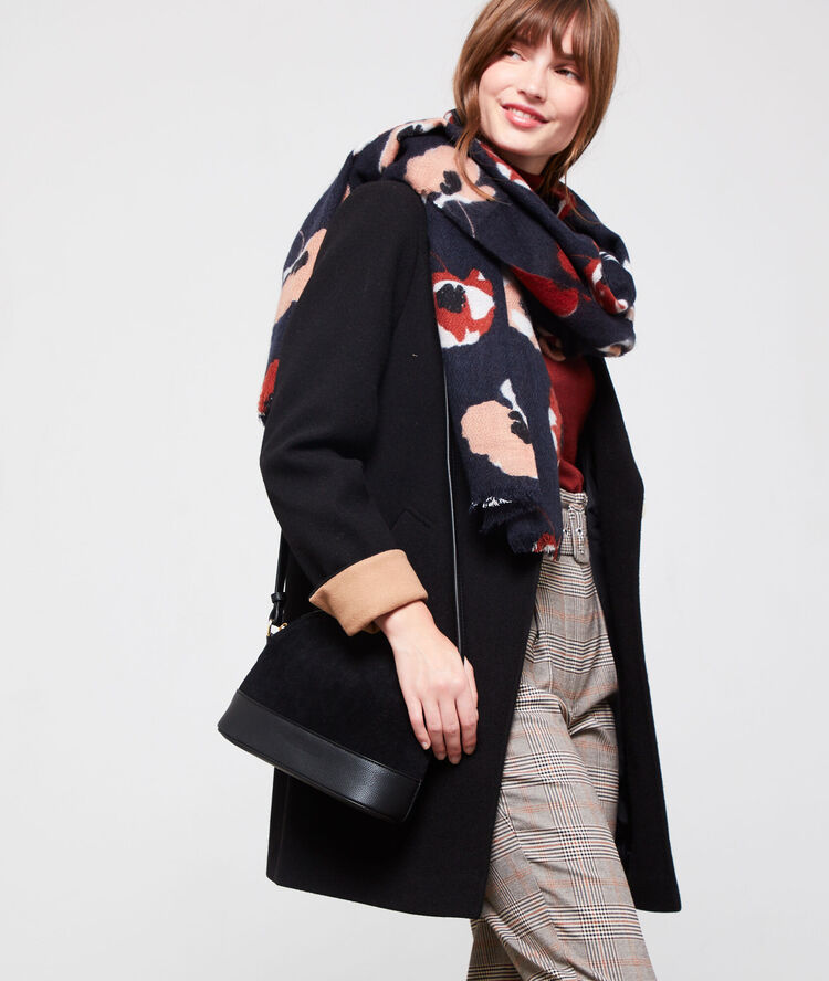 Bolso bandolera efecto terciopelo negro.