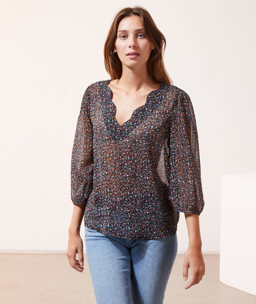 Blusa estampado confeti negro.