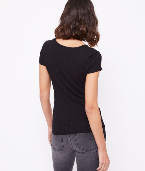Camiseta acanalada cuello barco Camiseta acanalada cuello barco