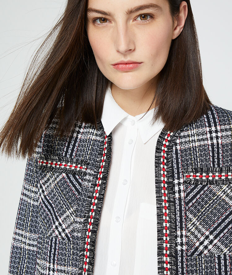 Chaqueta de sastre efecto tweed negro.
