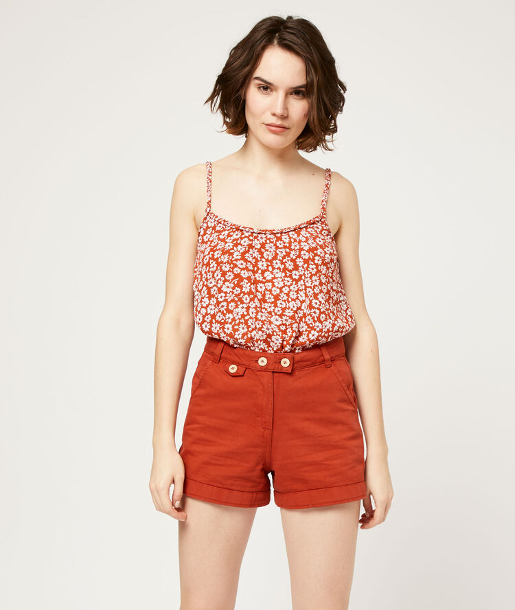 Top estampado floral tomate.