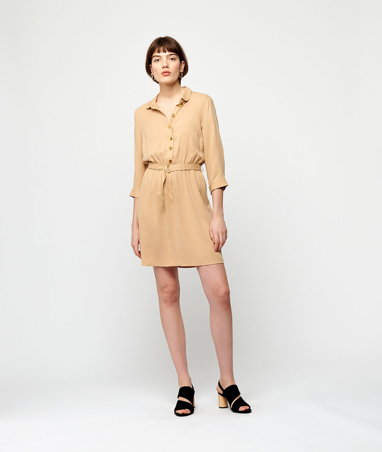 Vestido camisero con cinturón c.camel.