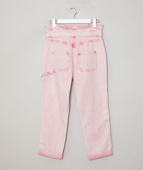 Pantalón ancho efecto desteñido rosa.