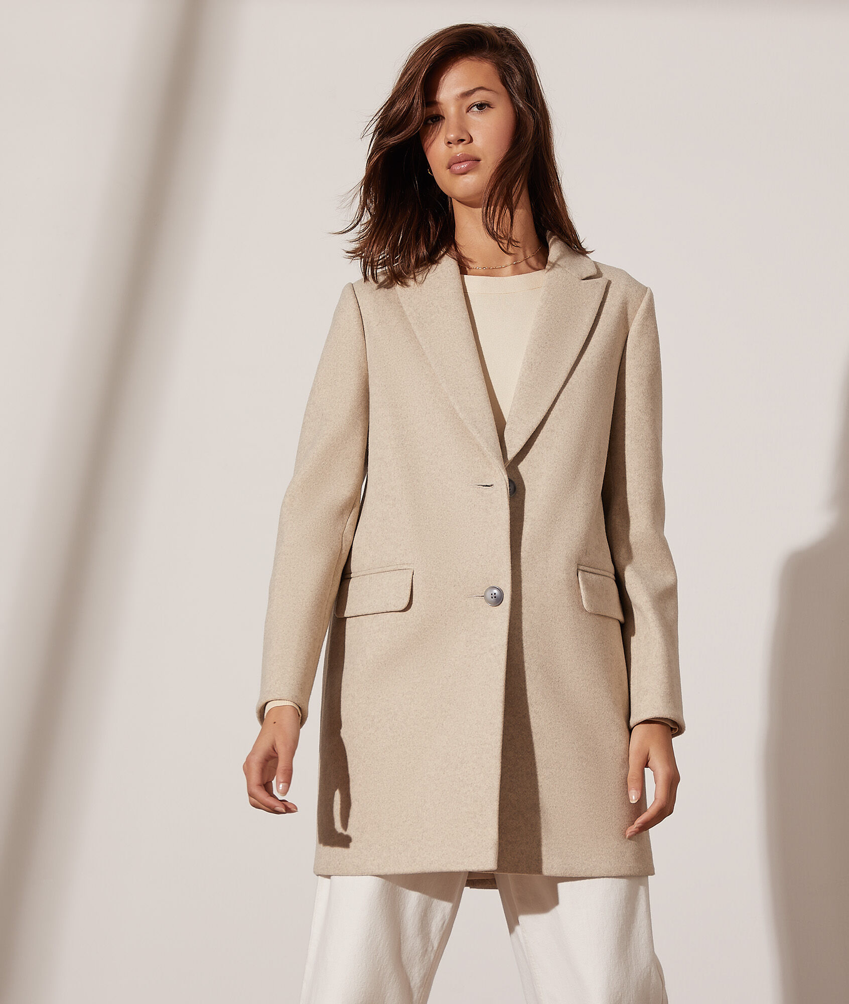 Abrigo corte recto - VICTOR - OFF WHITE - ETAM