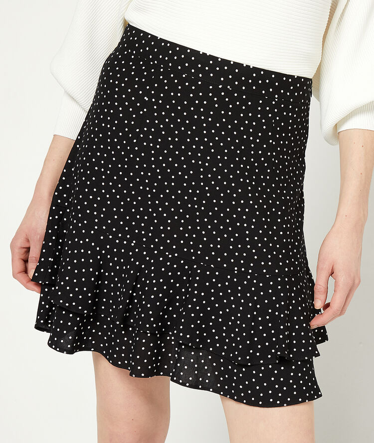Falda patinadora de lunares negro.
