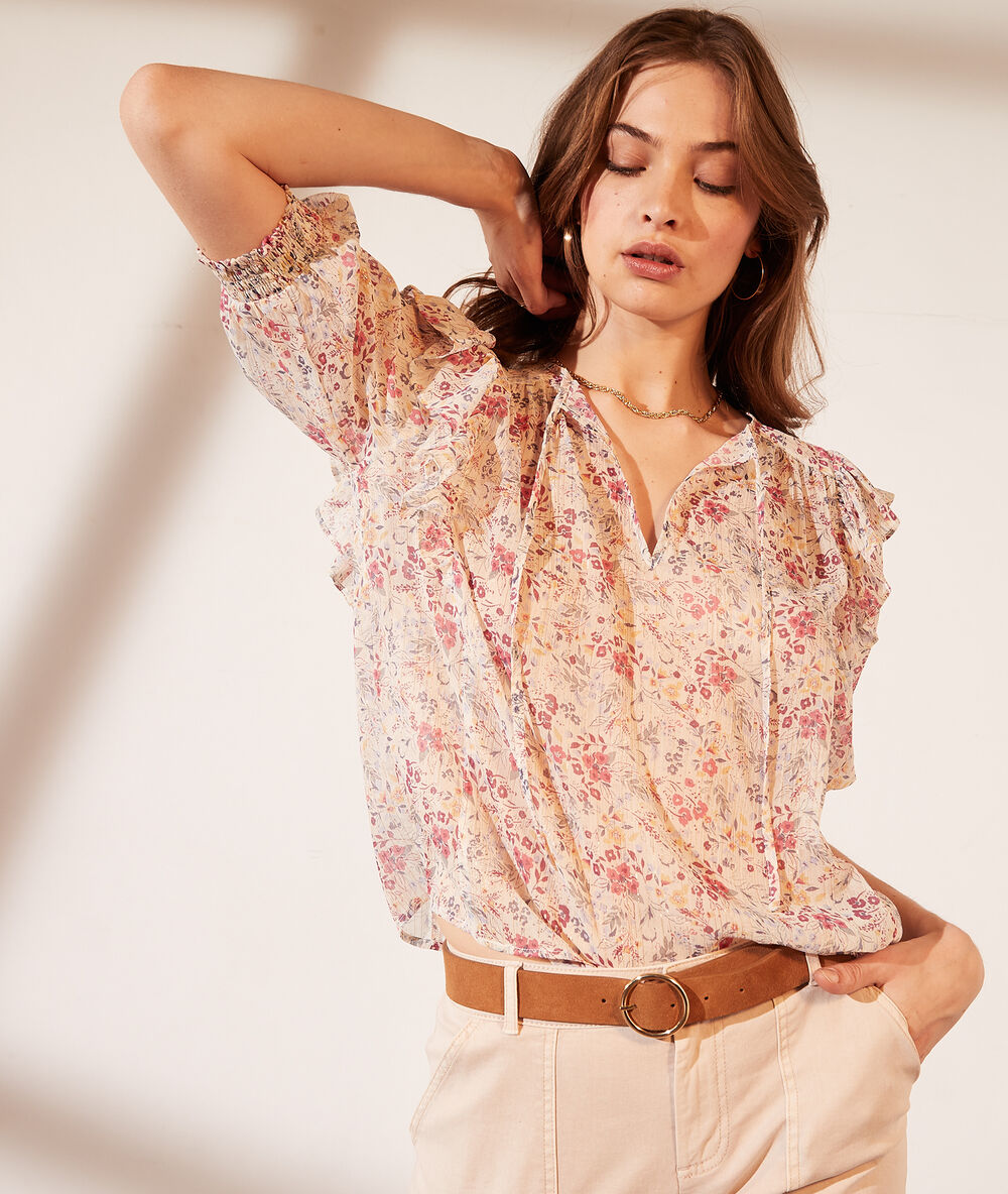 Blusa estampado floral crudo.
