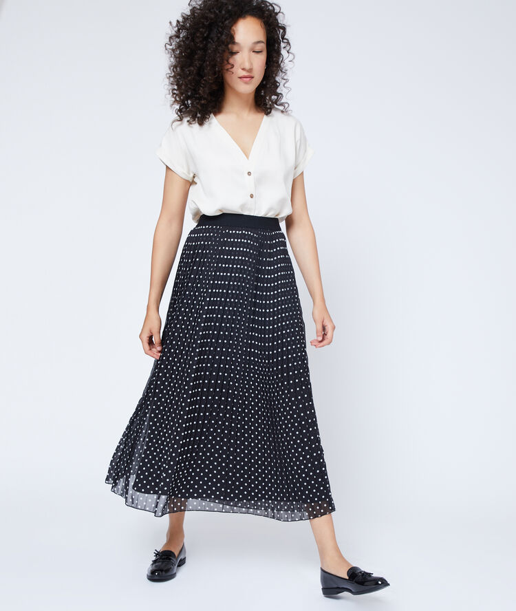 Blusa abotonada de tencel crema.