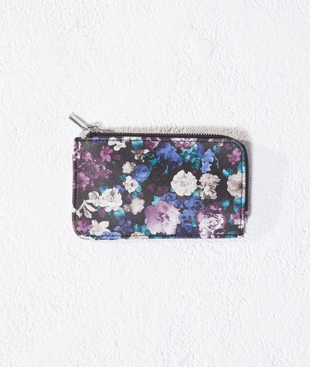 Cartera estampada azul marino.