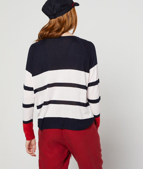 Jersey cuello en V rayado Jersey cuello en V rayado