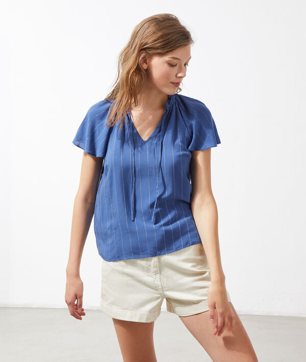 Blusa vaporosa, estampado de rayas Blusa vaporosa, estampado de rayas