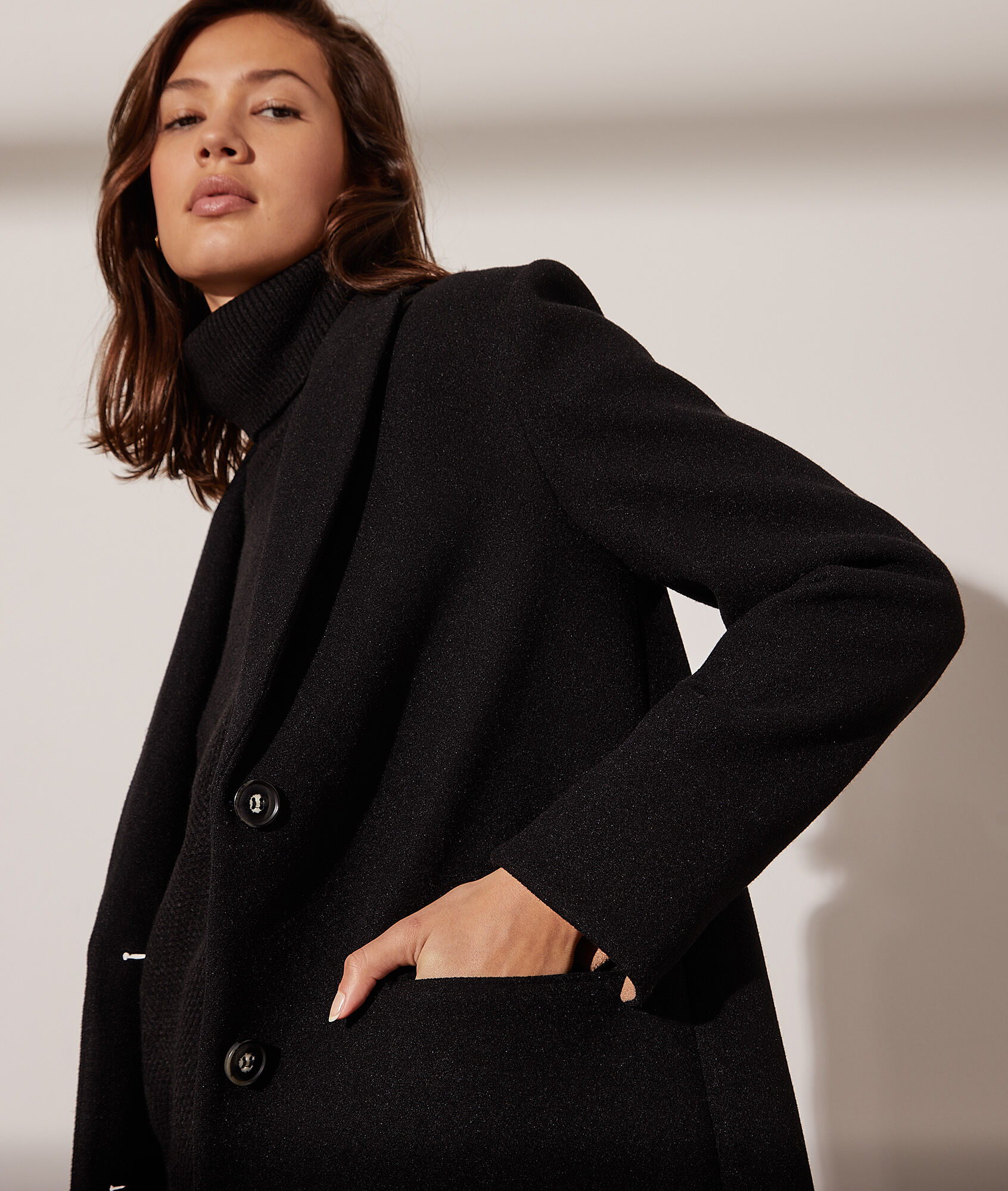 Cazadoras y abrigos | Abrigo Corte Recto Crudo | Bershka Mujer – Acro Marco