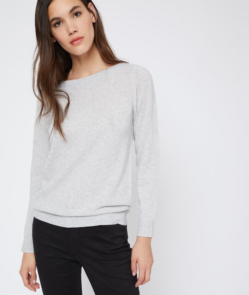Pull col bateau en cachemire gris chine clair.