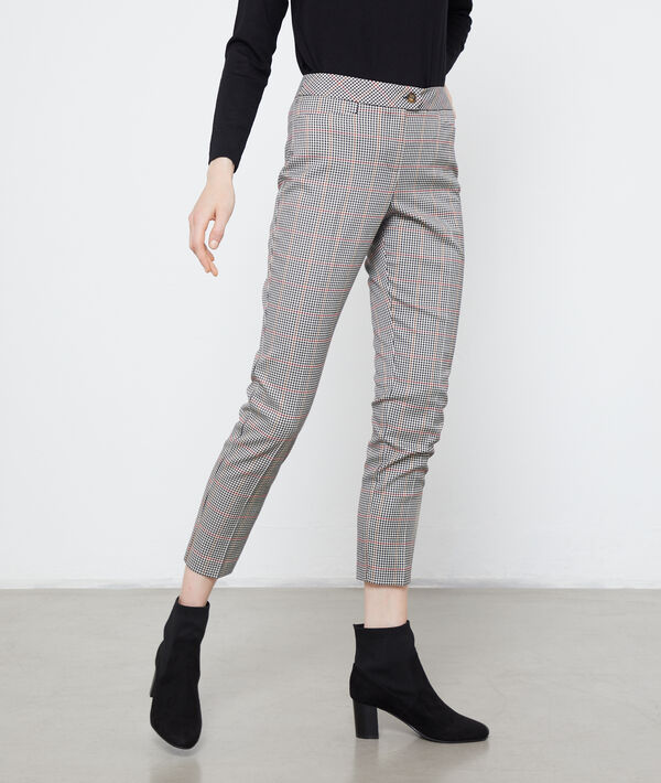 Pantalón cigarette con estampado Príncipe de Gales Pantalón cigarette con estampado Príncipe de Gales