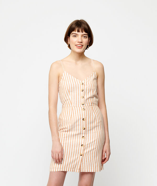 Vestido estampado rayas con botones Vestido estampado rayas con botones