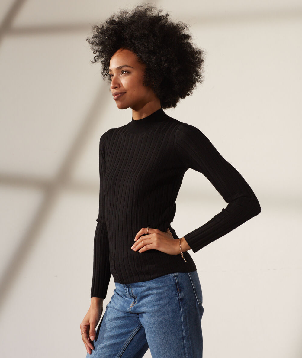 Jersey cuello alto negro.