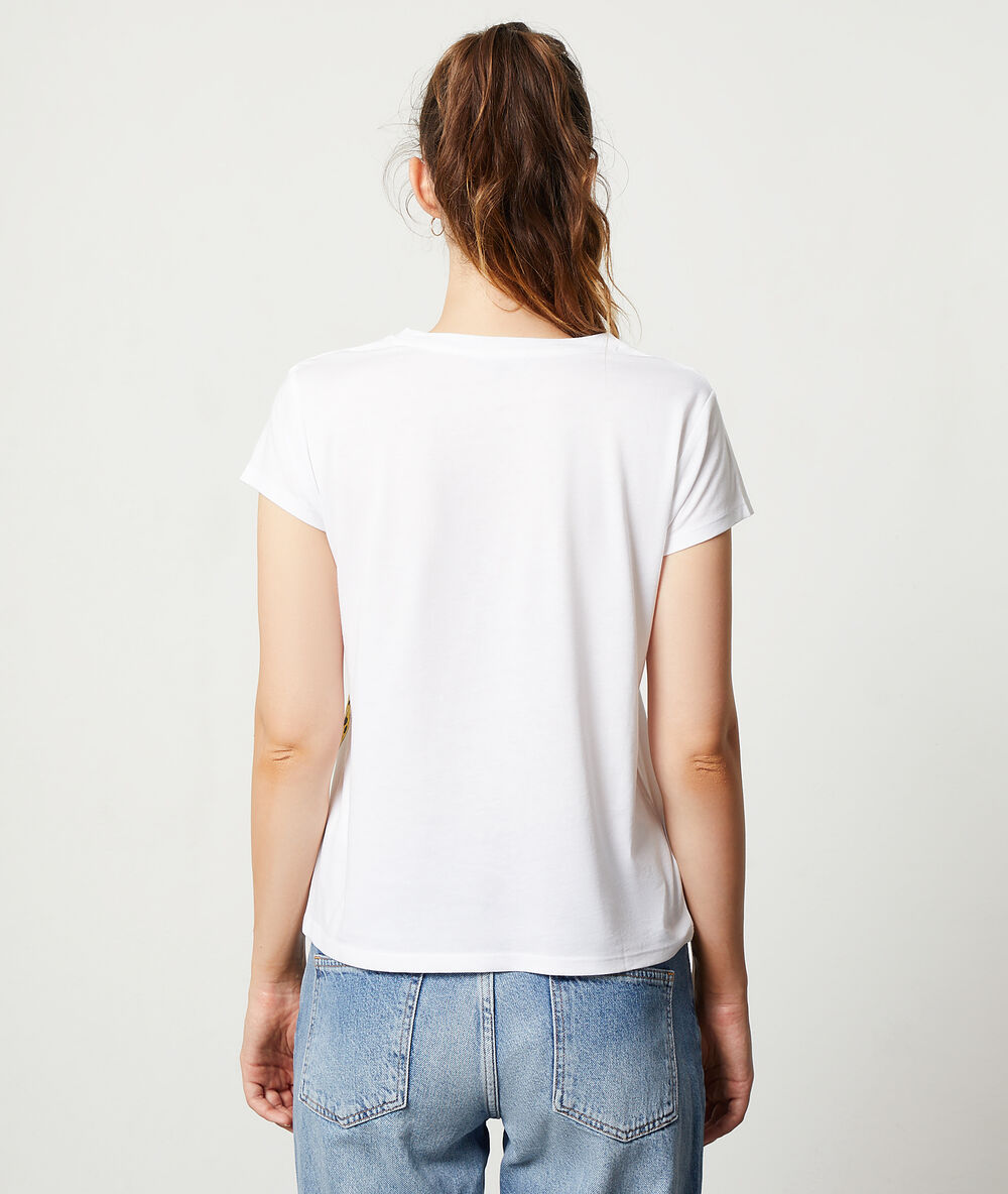 Camiseta estampado leopardo blanco.