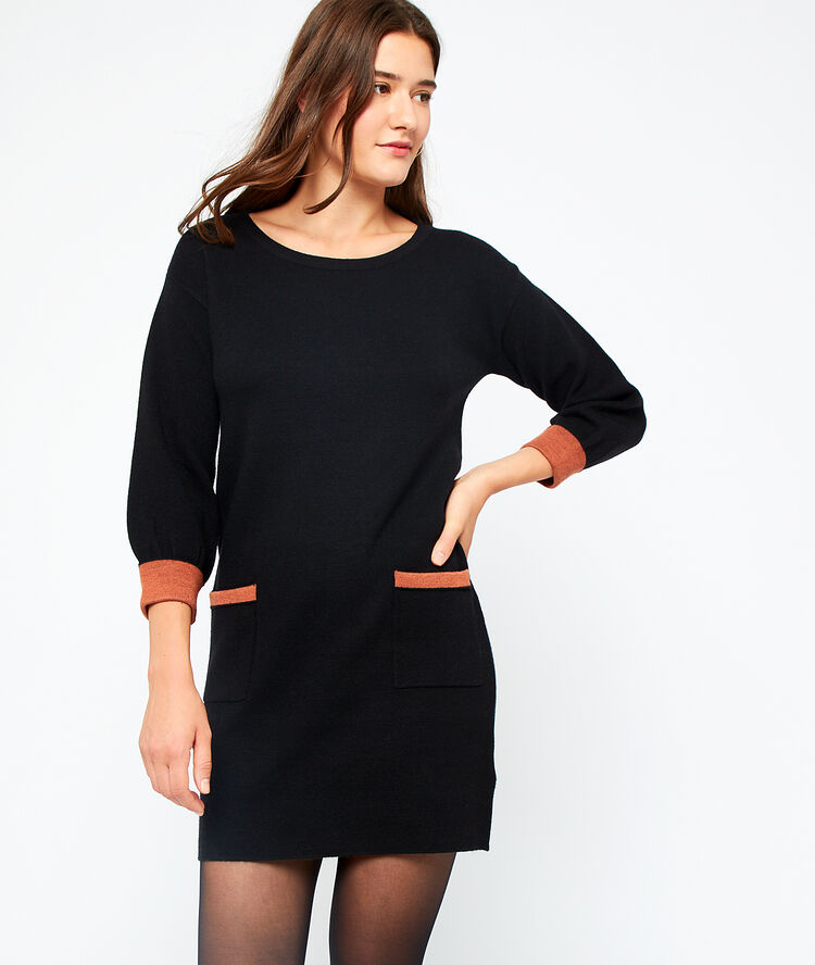 Vestido jersey con bolsillos negro.