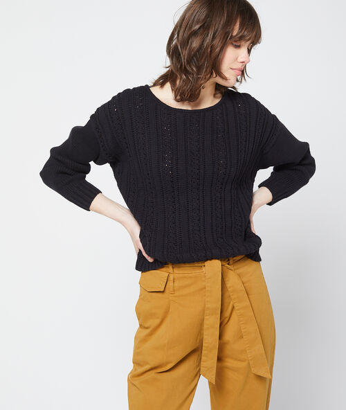 Jersey de punto trenzado negro.