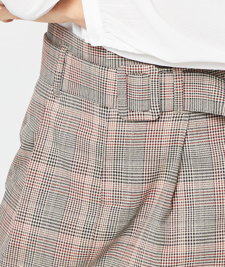Falda estampado príncipe de gales carmín.