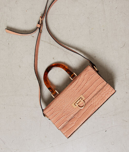 Pequeño bolso rígido efecto cocodrilo c.beige.