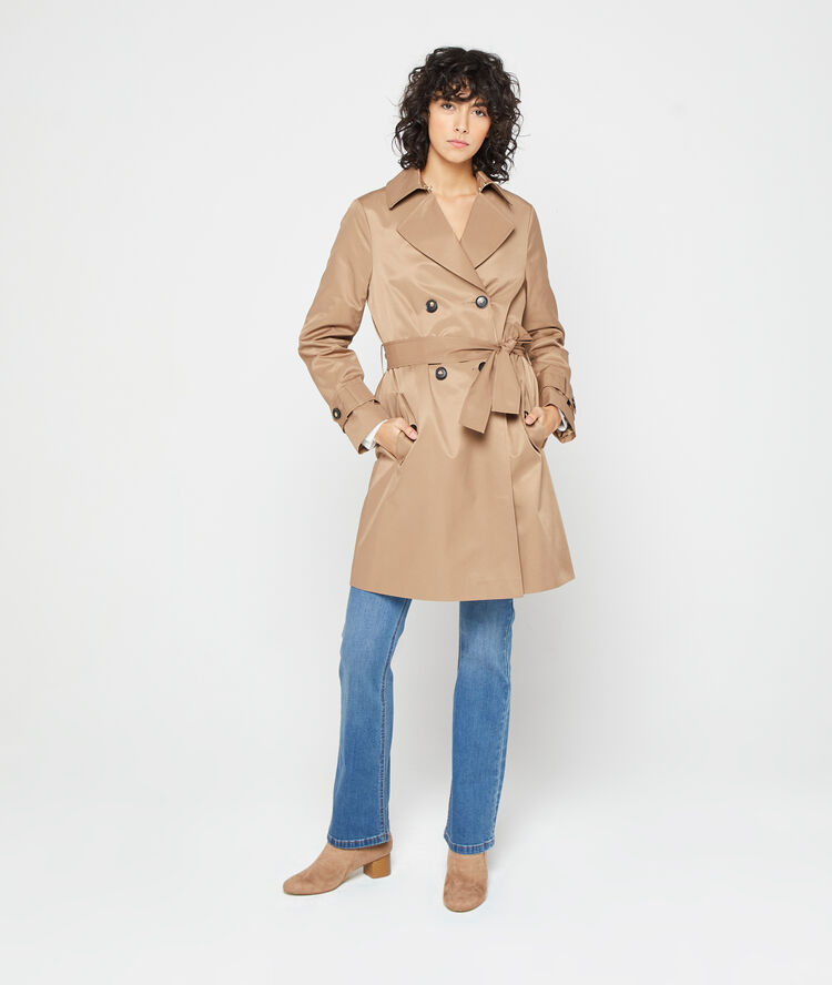 Trench con cinturón c.camel.
